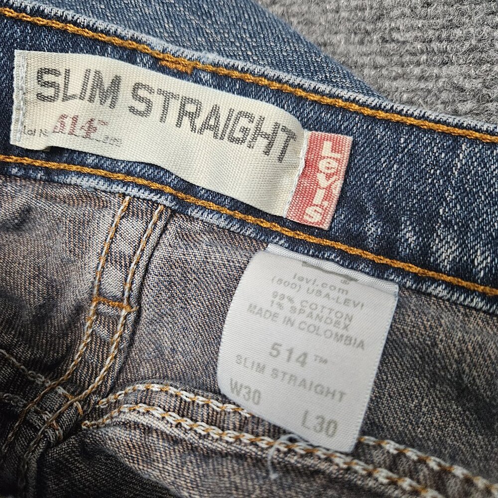 Levis 514 Jeans W30 L30 Slim Straight Blue Denim Y2K Made in Colombia - Picture 2 of 8